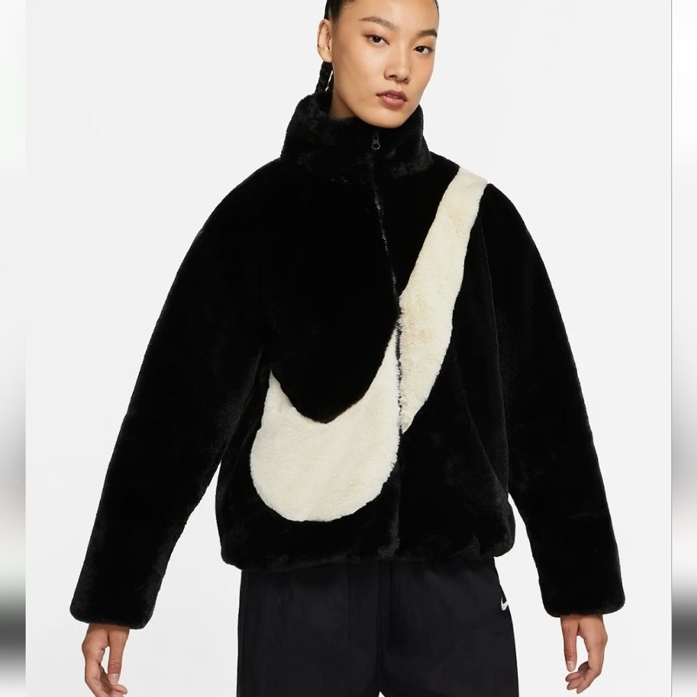 Nike Black and Cream Teddy Jacket